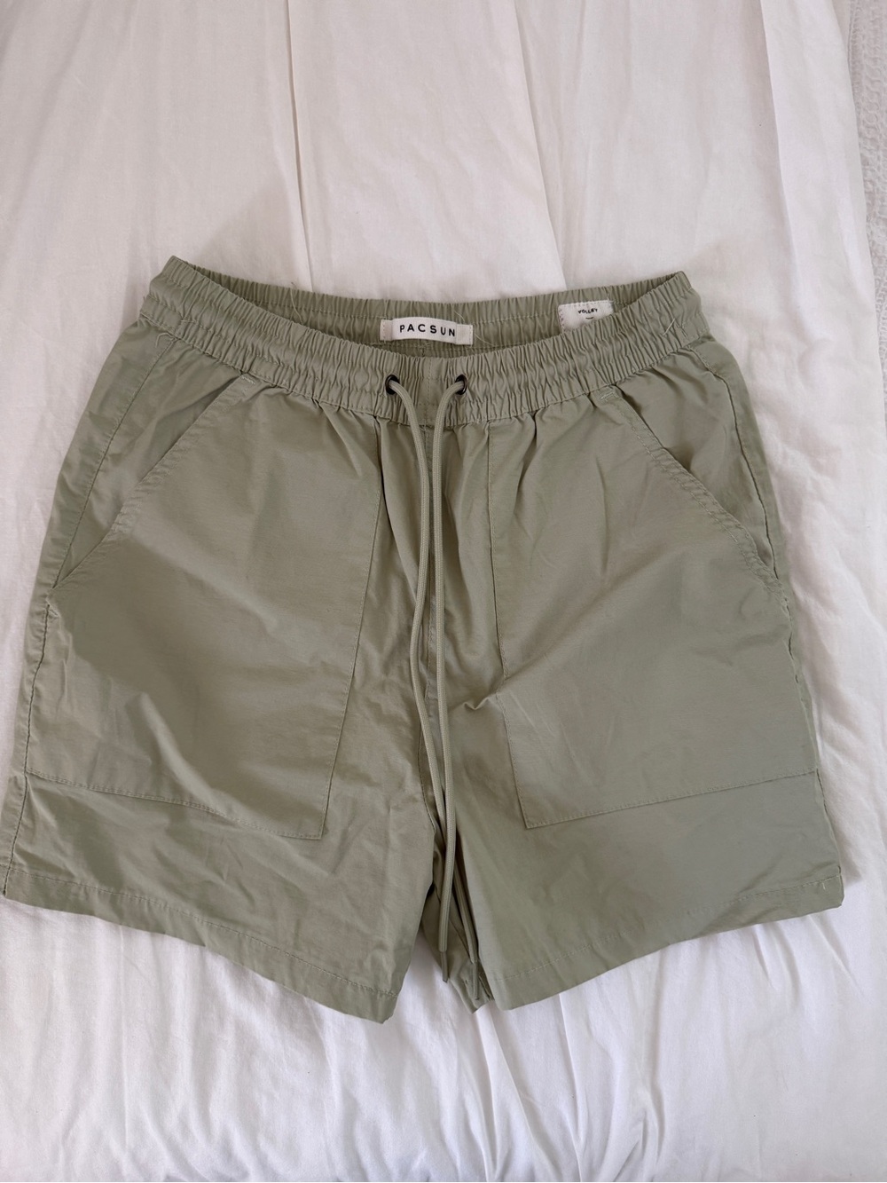 PacSun Men's Sage Green Drawstring Elastic-Waist Hybrid Shorts